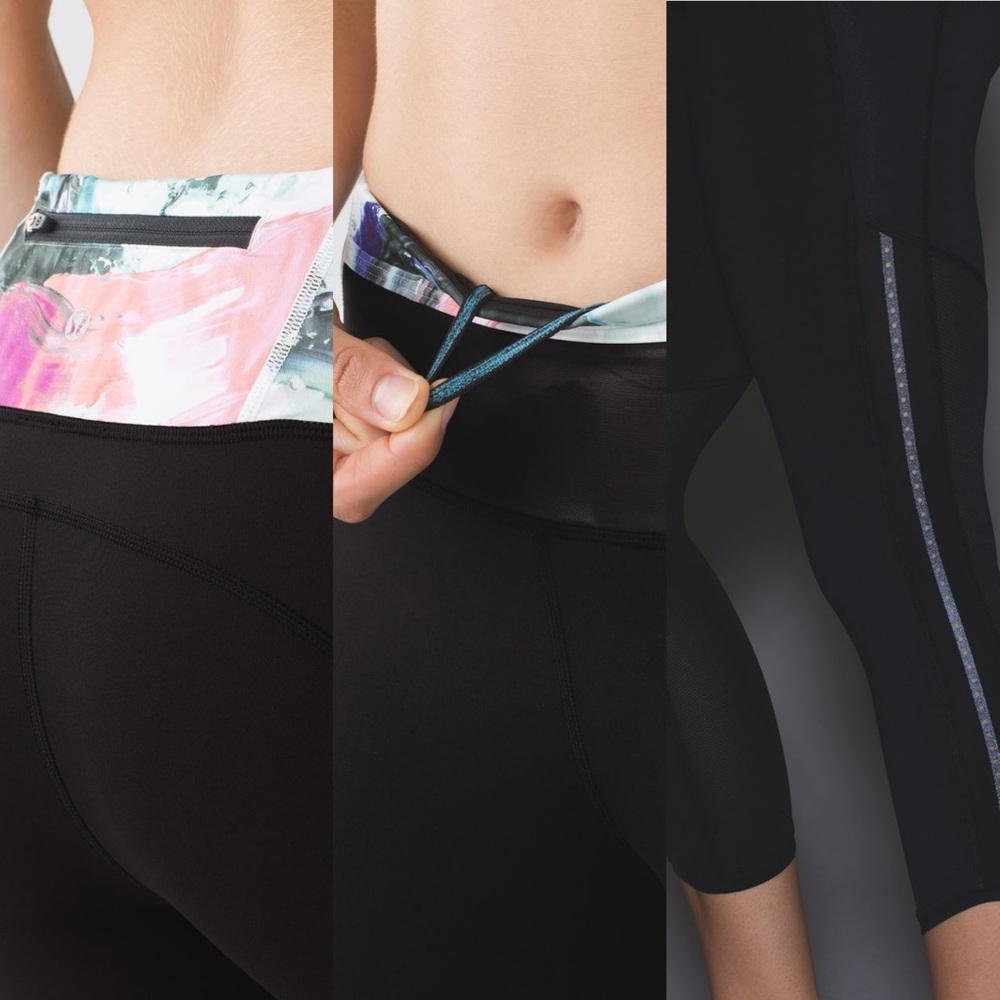 Rare! Lululemon Pace Pusher‎ Crop Black Pigment Wave 6